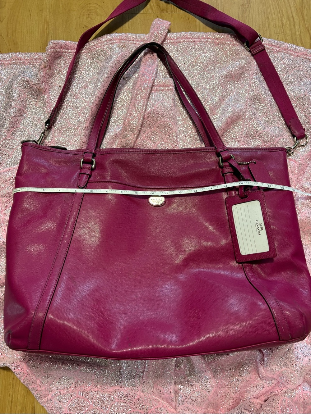 Coach Pink Leather Tote Bag